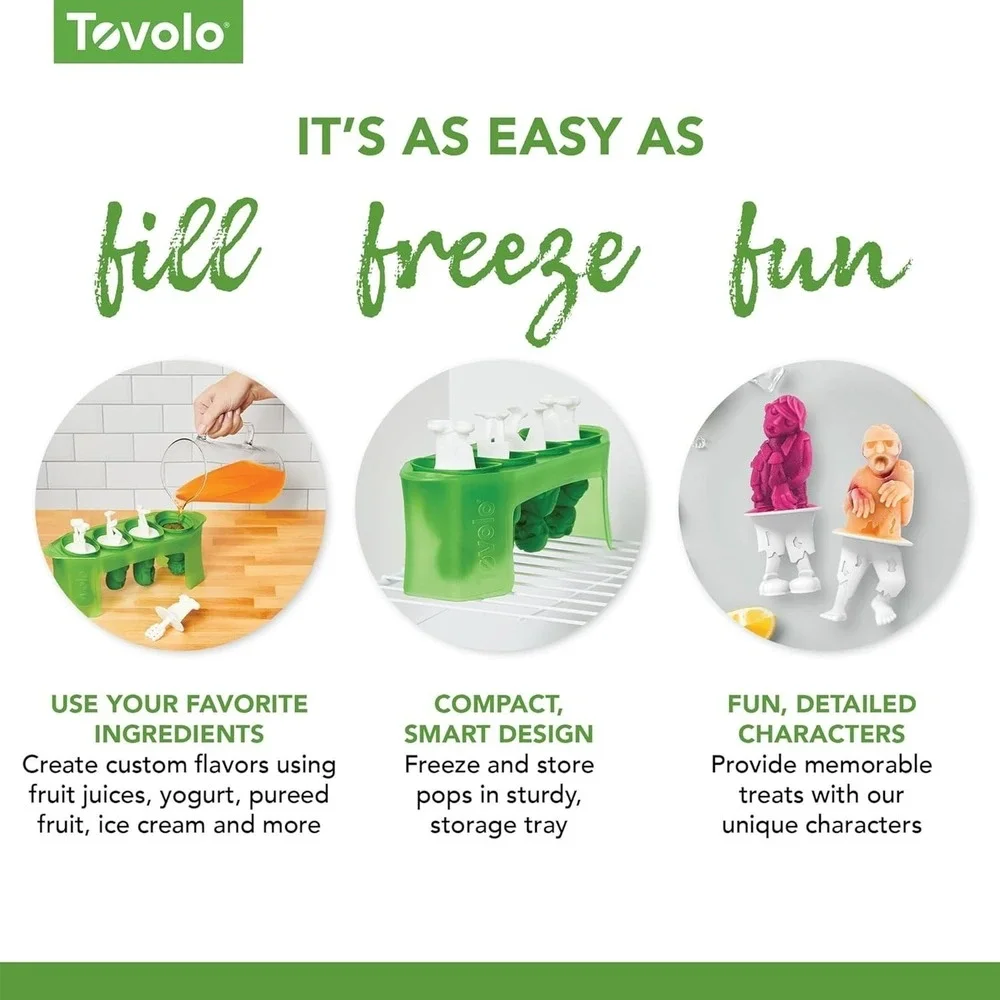 Tovolo Zombie Popsicle Molds (Set of 4) - Reusable Mess-Free Silicone Ice Pops